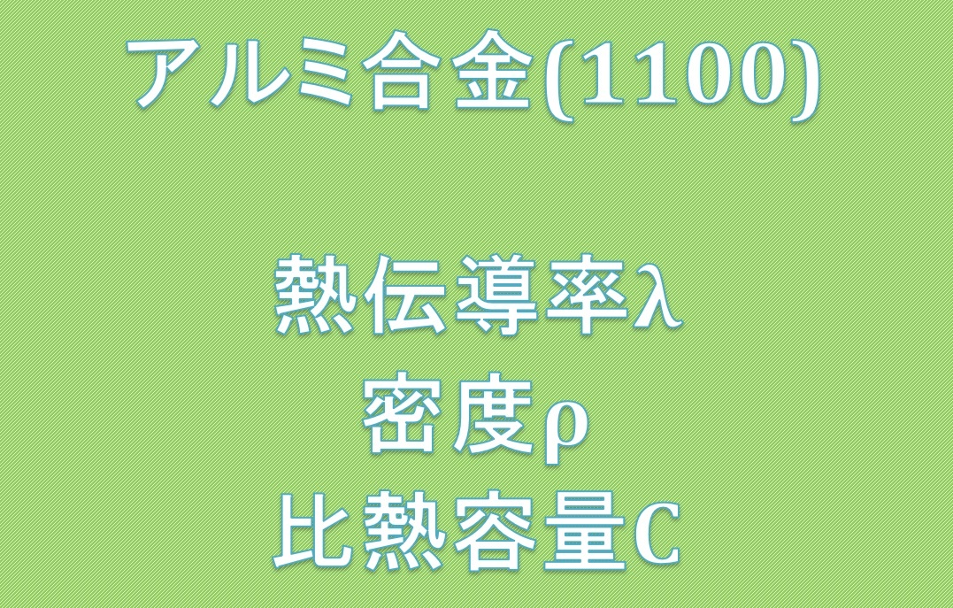 アルミ合金(1100)熱伝導率、密度、比熱